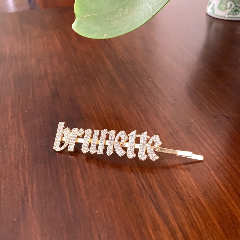 brunette rhinestone hair clip